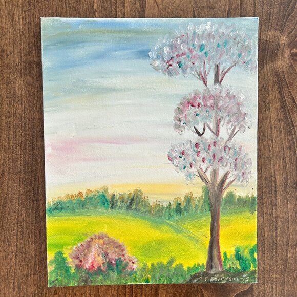 Vtg 1985 Original Oil Painting On Canvas Board Set of 3 Seasons Artist Signed - Picture 2 of 16